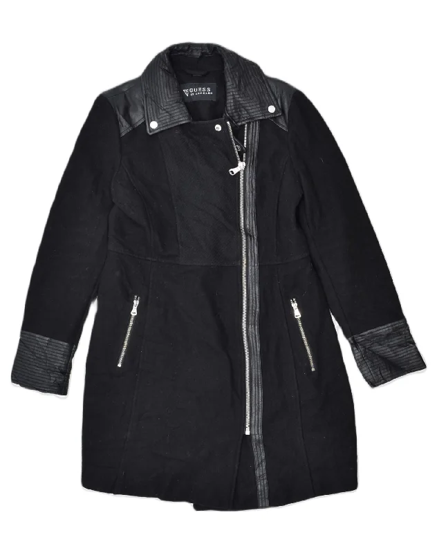 GUESS Womens Overcoat UK 10 Small Black Wool