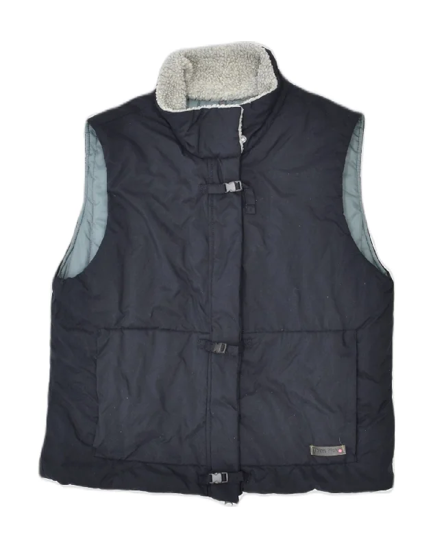 THINK PINK Womens Padded Gilet UK 14 Large Navy Blue Polyester