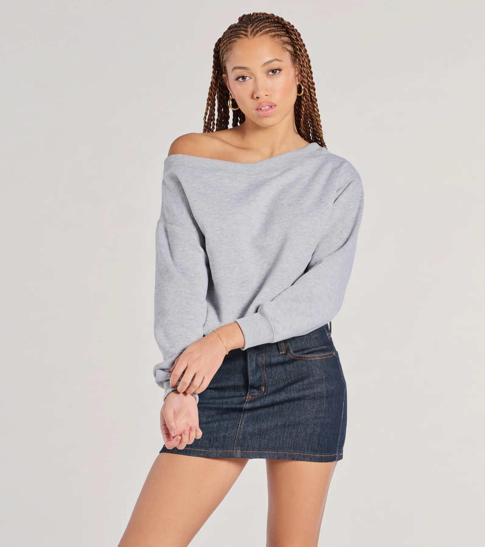 Forever A Fave Long Sleeve Bubble Hem Crop Sweatshirt