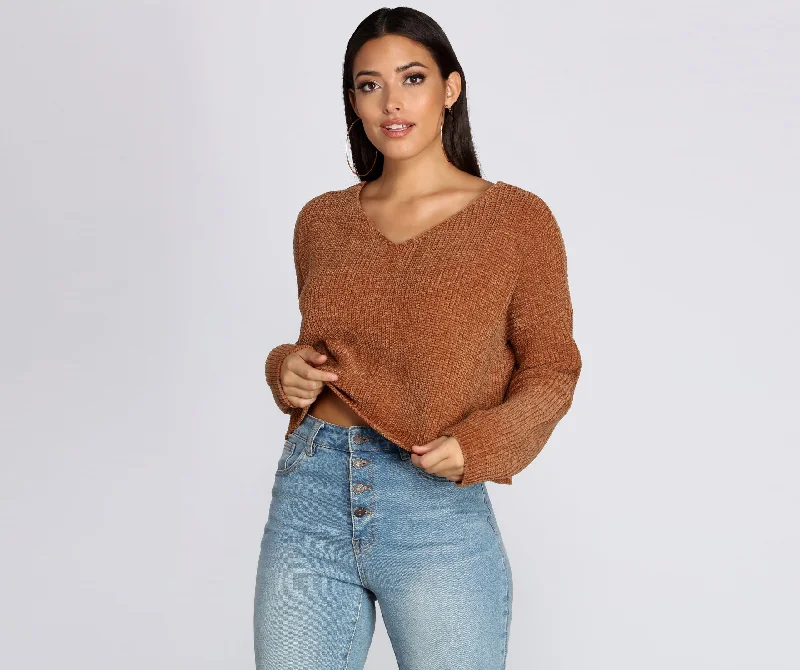 Chic In Chenille V-Neck Sweater