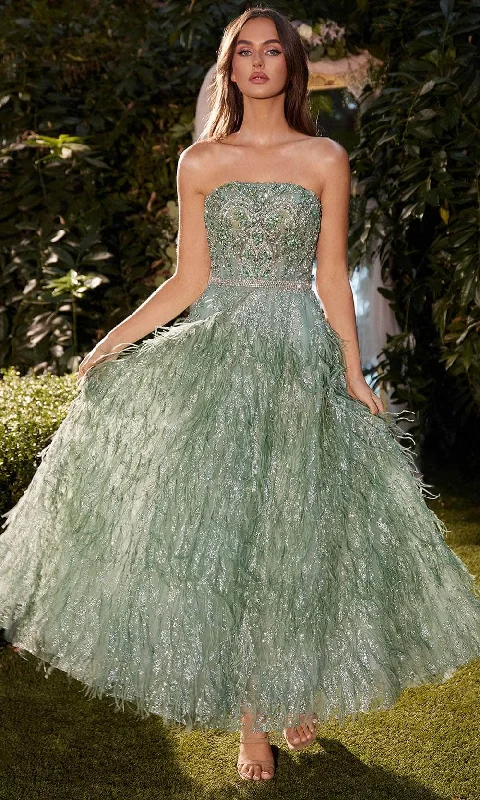 Andrea and Leo A1226 - Feather Skirt Strapless Evening Dress