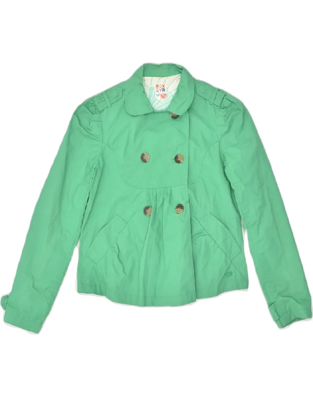 ROXY Womens Pea Coat UK 12 Medium Green Cotton