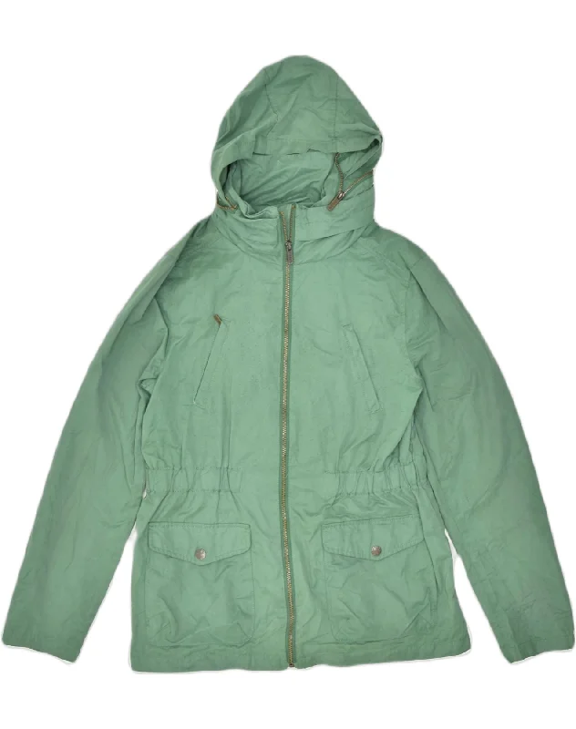 FAT FACE Womens Hooded Utility Jacket UK 12 Medium Green Polyester