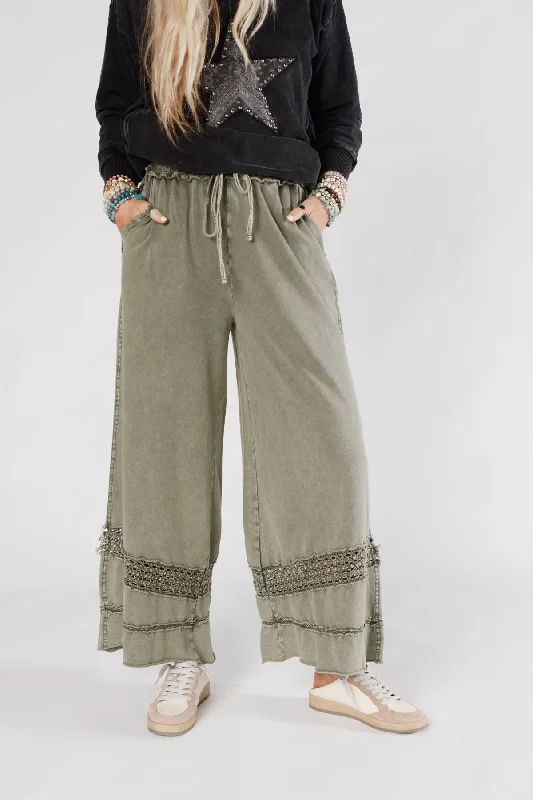 Just Breathe Wide Leg Pants - Olive