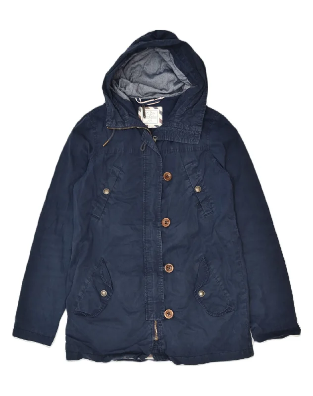 FAT FACE Womens Hooded Utility Jacket UK 6 XS Navy Blue Cotton