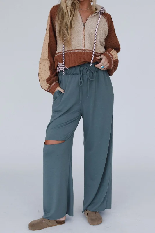 The Nest Cora Wide Leg Pants - Light Olive