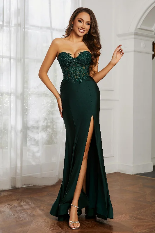 Sweetheart Applique Floor-Length Dress