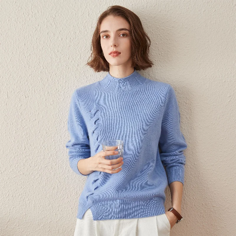 100% Cashmere Classic Ribbed Cable Knit Sweater