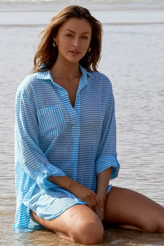 Sunseeker Resort Painters Summer Stripe Shirt - Teal