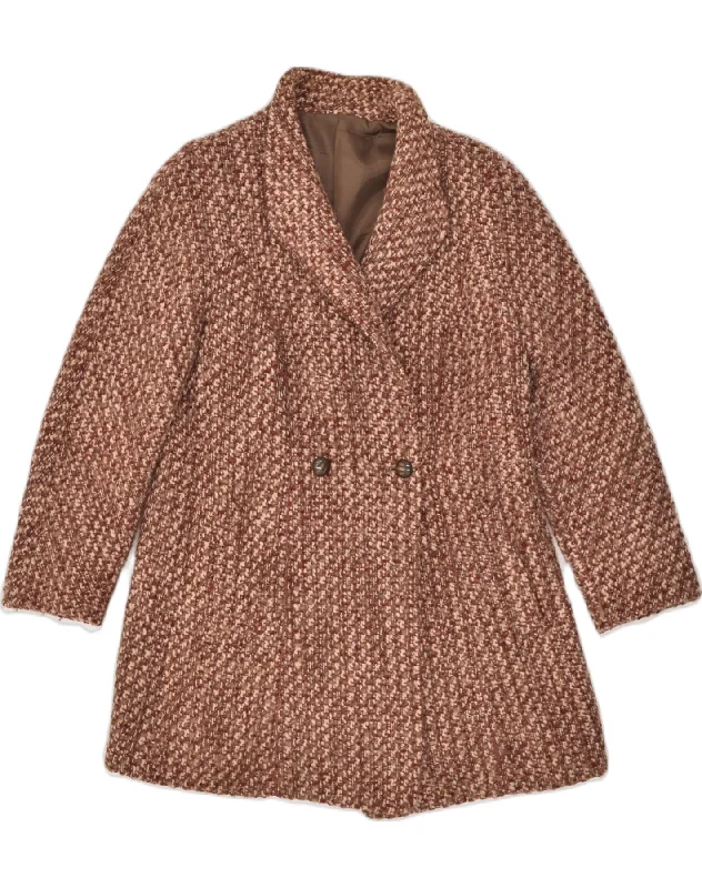 MODYVA Womens Double Breasted Overcoat UK 16 Large Brown Wool