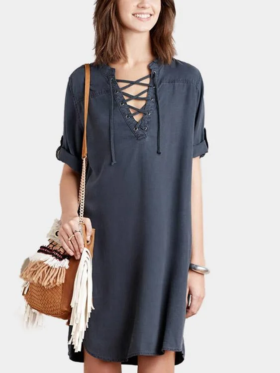 Wholesale Dark Short Sleeve Midi Dress