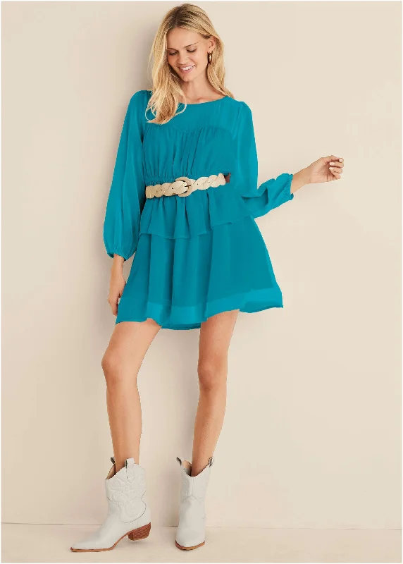 Sheer Beauty Mini Dress - Teal