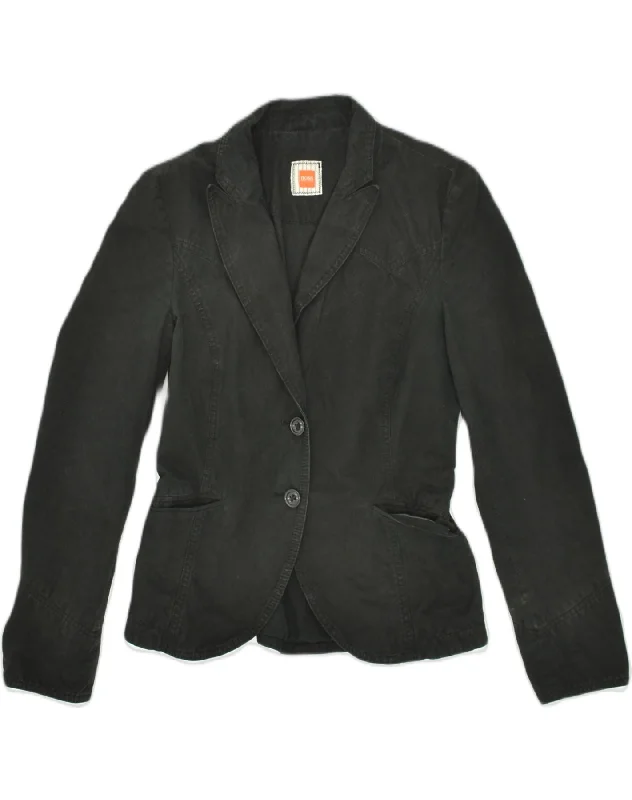 HUGO BOSS Womens 2 Button Blazer Jacket UK 8 Small  Black Cotton