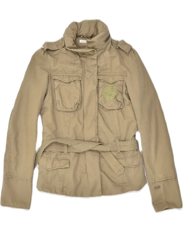 LEVI'S Womens Military Jacket UK 6 XS Brown Cotton