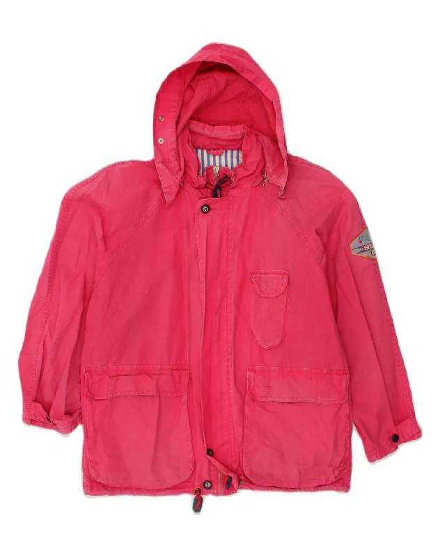 THINK PINK Womens Hooded Windbreaker Jacket IT 44 Medium Pink Cotton