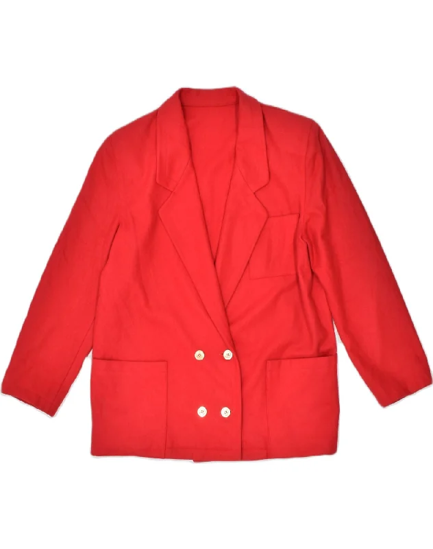 VINTAGE Womens Double Breasted Blazer Jacket EU 46 XL Red Wool