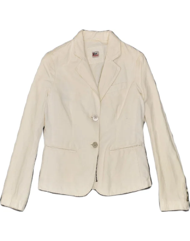 ROY ROGERS Womens 2 Button Blazer Jacket IT 42 Medium Beige Cotton